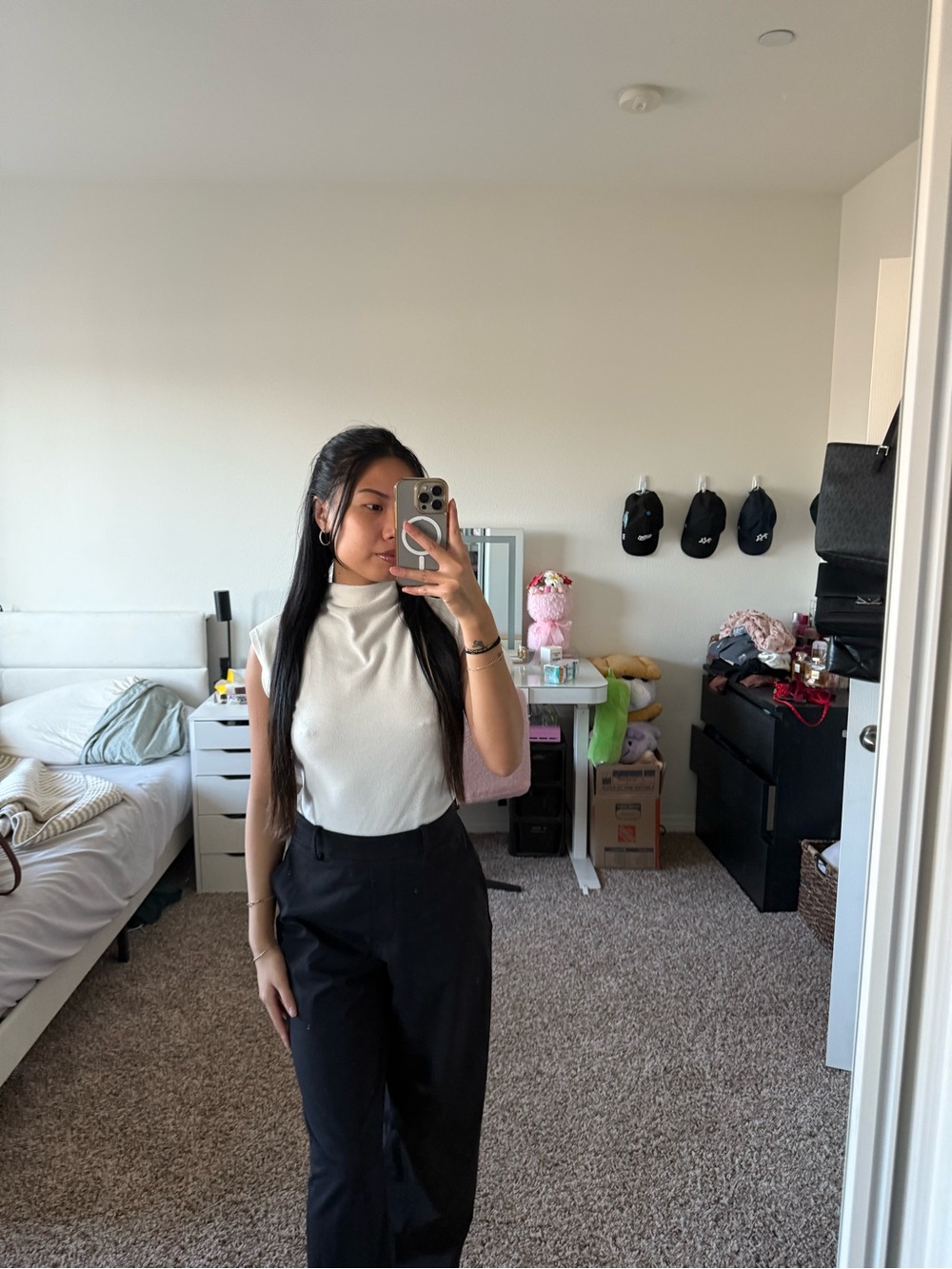 White mock neck top